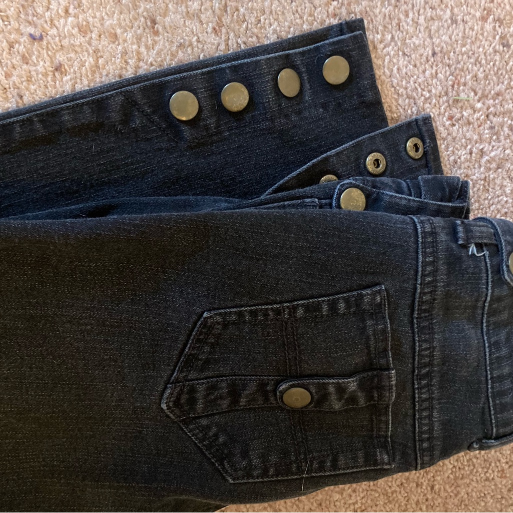 London Jeans 90s Studded Low Rise Black Washed Skinny Jean